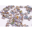Bricks Beads 4x8 mm N. 27 WHITE ALABASTER, PICASSO BLUE