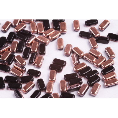 Bricks Beads 4x8 mm N. 31 JET CAPRI GOLD