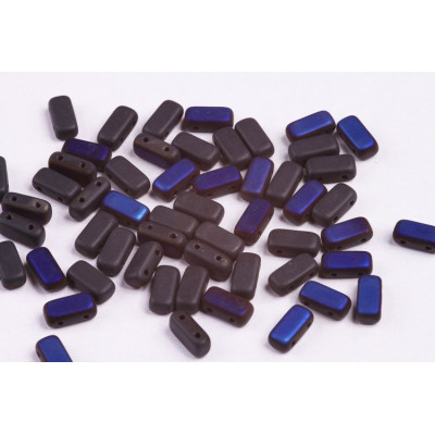Bricks Beads 4x8 mm N. 43 Black Opaque, Azuro Half MAT
