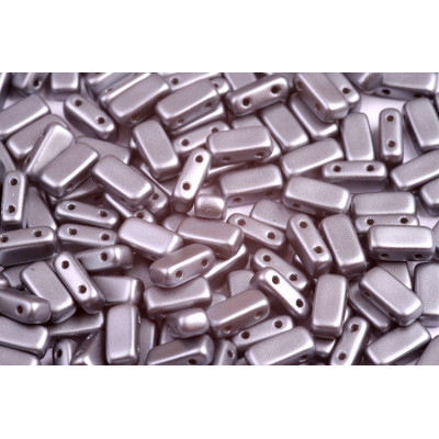 Bricks Beads 4x8 mm N. 63 PASTEL LIGHT GREY/SILVER