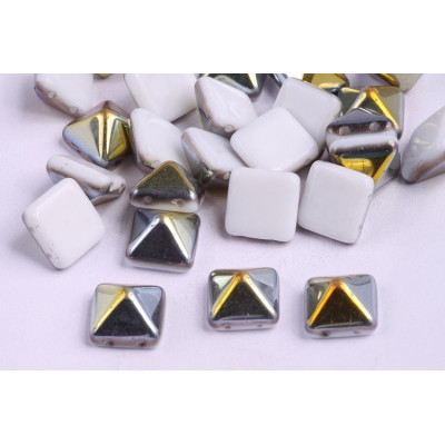 Pyramid Stud Beads 12x12mm N. 13 WHITE ALABASTER MAREA