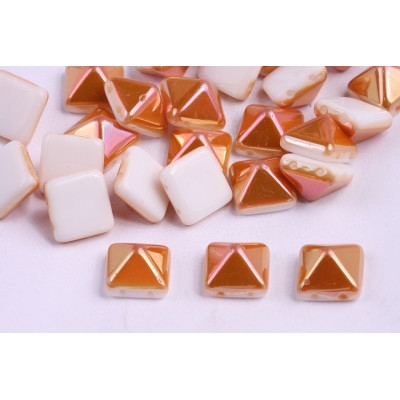 Pyramid Stud Beads 12x12mm N. 15 White Alabaster, Apricot Medium, Half