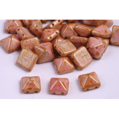 Pyramid Beads N. 17 WHITE ALABASTER TRAVERTIN RED