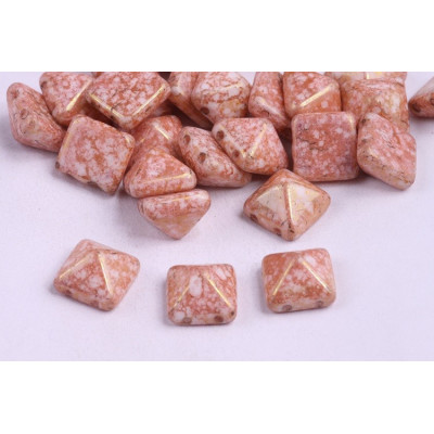 Pyramid Beads N. 18 WHITE ALABASTER TERRACOTTA RED