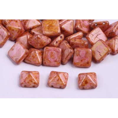 Pyramid Stud Beads 12x12mm N. 19 WHITE ALABASTER PINK LAZURA