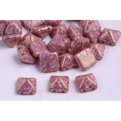 Pyramid Beads  N. 20 WHITE ALABASTER VIOLET TERRACOTTA