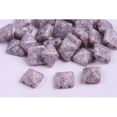 Pyramid Beads N. 21 WHITE ALABASTER TERRACOTTA COPPER