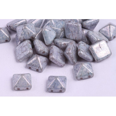 Pyramid Beads  N. 24 WHITE ALABASTER BLUE TERRACOTTA