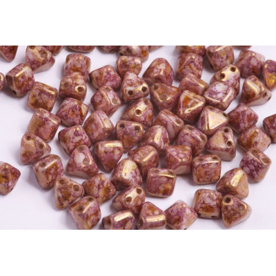 Pyramid Stud Beads 6x6mm N. 99 WHITE ALABASTER, PINK TERRACOTTA