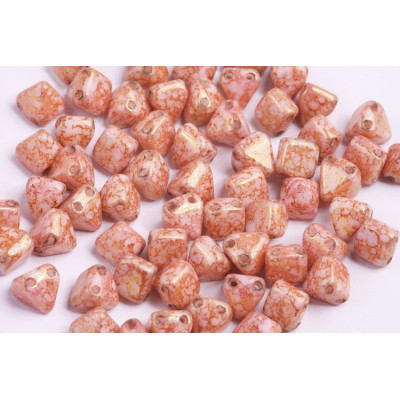 Pyramid Stud Beads 6x6mm N. 100 WHITE ALABASTER, TERRACOTA RED
