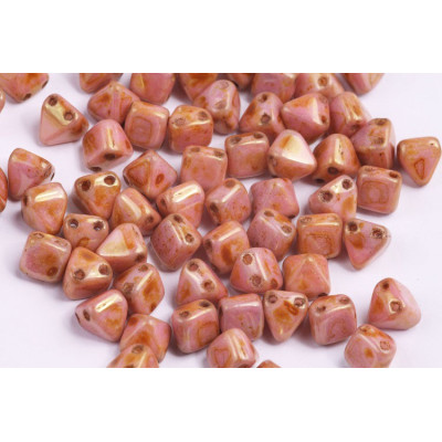 Pyramid Beads N. 103 WHITE ALABASTER TRAVERTIN RED