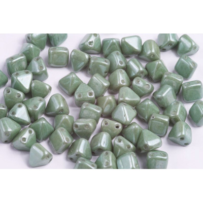Pyramid Stud Beads 6x6mm N. 107 WHITE ALABASTER GREEN LUSTER