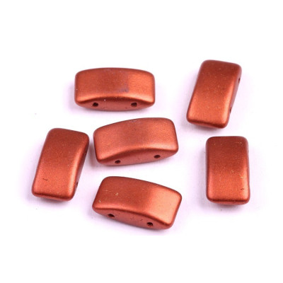 Carrier Beads 9x17mm N. 23 WHITE ALABASTER BRONZE FIRE RED