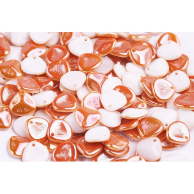 Rose Petal Beads 8x7mm White Alabaster Apricot 02020/29121
