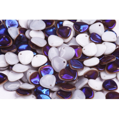 Rose Petal Beads 8x7mm White Azuro 02020/29900 | Czech Glass