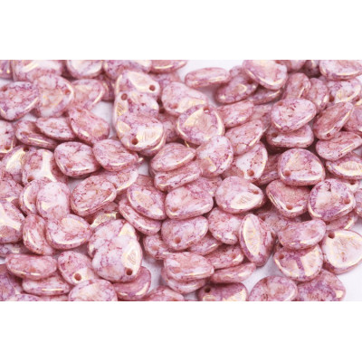 Rose Petal Beads 8x7mm White Terracotta Purple 15496 | Rutkovsky