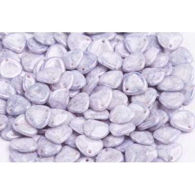 Rose Petal Beads 8x7mm White Terracotta Blue 15464 | Czech Glass