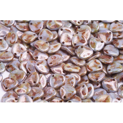 Rose Petal Beads 8x7mm White Travertin Blue 02020/65431 | Glass Beads