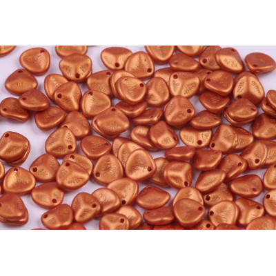 Rose Petal Beads 8x7mm Gold Shine Brick Red 02010/24106 | Czech Glass