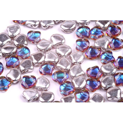 Matubo Ginko Beads 7.5mm Backlit Petroleum - 2-Hole Czech Glass