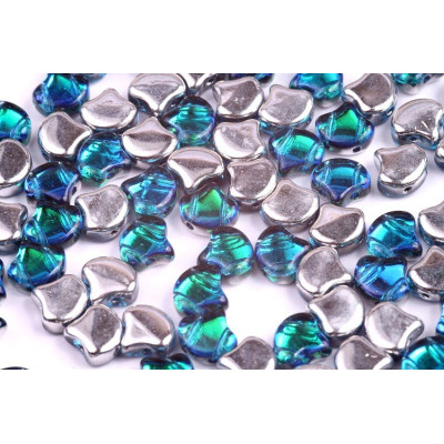 Matubo Ginko Beads 7.5mm - Backlit Aquasol Teal & Silver