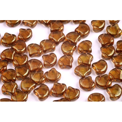 Matubo Ginko Beads 7.5mm Olivine Red Luster - 2-Hole Czech Glass