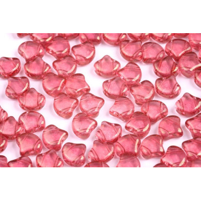 Matubo Ginko Beads 7.5mm Rosaline Red Luster - 2-Hole Czech Glass