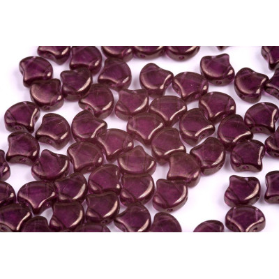 Matubo Ginko 7.5mm Amethyst Copper - 2-Hole Czech Glass Beads