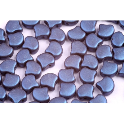 Matubo Ginko Beads 7.5mm Metallic Blue Two-Hole Czech Glass