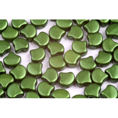 Matubo Ginko 7.5mm Green Two-Hole Czech Glass Leaf Beads