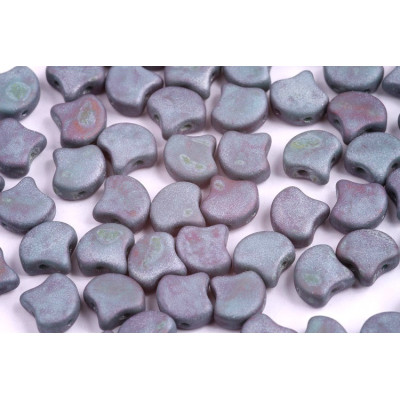 Matubo Ginko Beads 7.5mm Turquoise Green Nebula Mat - 2-Hole