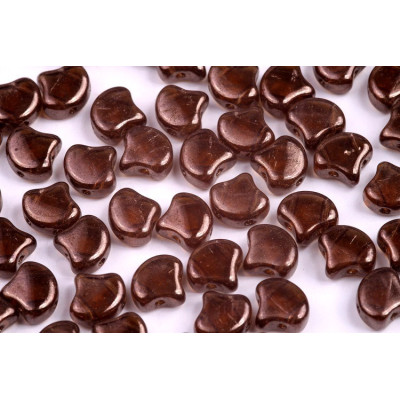 Matubo Ginko Beads 7.5mm - Dark Topaz Copper 2-Hole Glass Beads