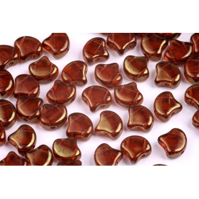 Matubo Ginko Beads 7.5mm Dark Topaz Red Luster | 2-Hole Czech Glass