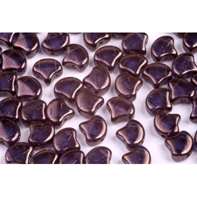 Matubo Ginko Beads 7.5mm Tanzanite Copper - Czech Glass 2-Hole