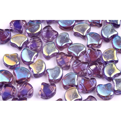 Matubo Ginko Beads 7.5mm Tanzanite AB - Czech Two-Hole Glass