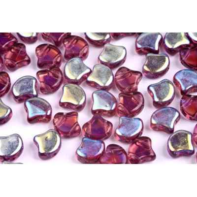 Matubo Ginko Beads 7.5mm Amethyst AB - Czech Two-Hole Glass