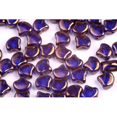 Matubo Ginko Beads Sapphire Violet Luster 7.5mm - 2-Hole Czech Glass