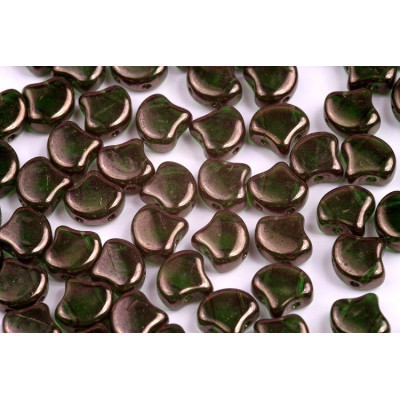 Matubo Ginko 2-Hole Beads Chrysolite Copper 7.5mm | Czech Glass