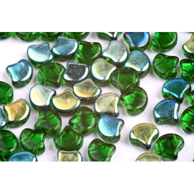 Matubo Ginko Beads 7.5mm Chrysolite AB - 2-Hole Czech Glass