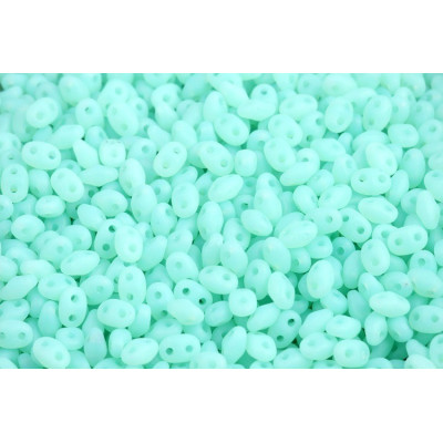 Matubo MiniDuo Beads Opal Green Aqua Matte 61100/84110 | 2x4mm