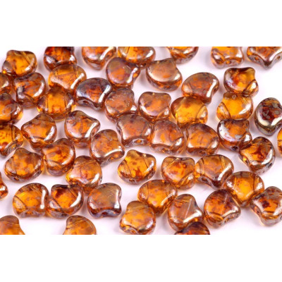 Matubo Ginko Beads 7.5mm Topaz Rembrandt - Two-Hole Czech Glass
