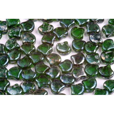Matubo Ginko Beads 7.5mm Chrysolite Rembrandt - 2-Hole Czech Glass