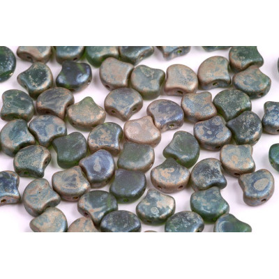 Matubo Ginko Beads 7.5mm Chrysolite Rembrandt Mat | 2-Hole Glass