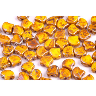 Matubo Ginko Beads Limon Rembrandt 7.5mm | Czech Glass Two-Hole