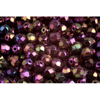 Fire Polished Beads 6mm Jet Red Iris 23980/21495 | Czech Glass