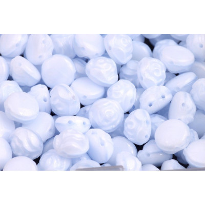 Preciosa Candy Rose 8mm Blue Silk 07304 2-Hole Beads | 10pcs