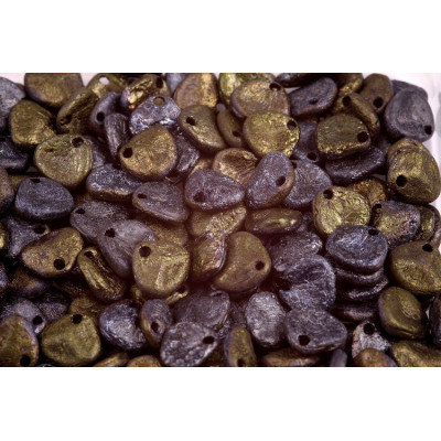 Rose Petal Beads 8x7mm Black Combi Luster Etched 91501 | Rutkovsky