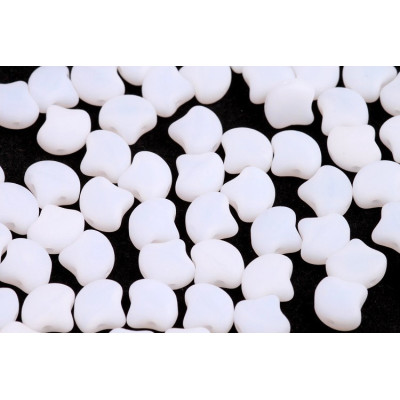 Matubo Ginko Beads White Opal 7.5mm | Czech Glass Two-Hole