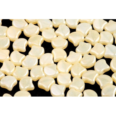 Matubo Ginko Beads 7.5mm White Opal Yellow Luster - Two-Hole