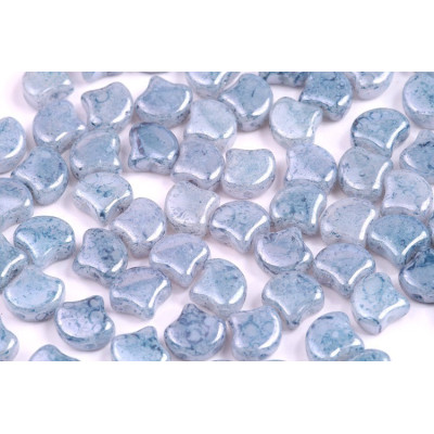 Matubo Ginko Beads 7.5mm White Opal Blue Terracotta - 2-Hole Beads